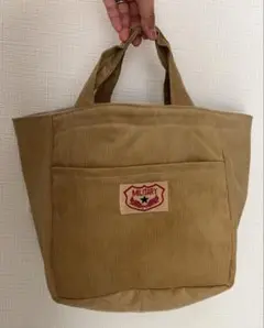 ハンドメイド ハンドバッグ コーデュロイ イエロー ミリタリータグ