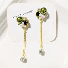 黄緑系　ビジュー　ピアス　ハンドメイド　イヤリング変更可 黄緑系 ビジュー ピアス ハンドメイド イヤリング変更可 - メルカリ
