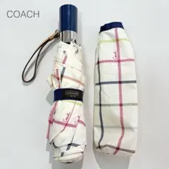 COACH コーチ 折り畳み傘 ワンタッチ チェック 梅雨 ブランドロゴのサムネイル