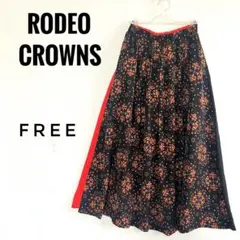 RODEO CROWNS 総柄×ビビッドカラー ロングスカート FREE