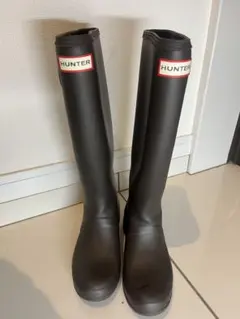 HUNTER ブラウン UK3 バックル付き長靴　22cm
