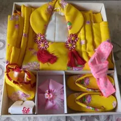 七五三用黄色花柄和服セット