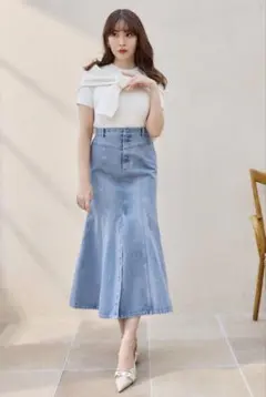 Mermaid Slit Denim Skirt light blue / Sのサムネイル