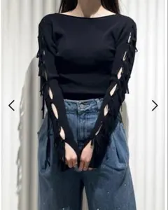 SNIDEL ホールデザインニットプルオーバー　ブラック