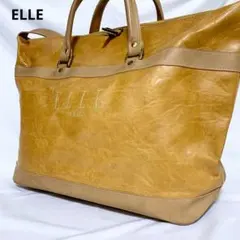 エル ELLE レザー ボストンバッグ イエロー 2way ゴールドのロゴのサムネイル