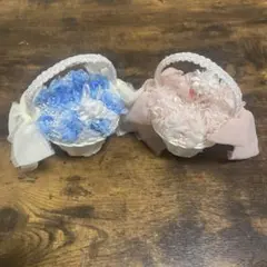 リングピロー 青とピンクのバスケット