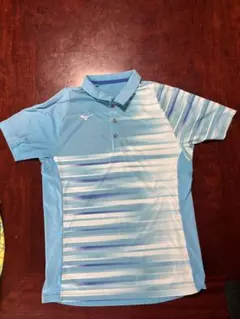 Mizuno 水色 ストライプ ポロシャツウェア