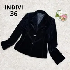 インディヴィ テーラードジャケット ベロア 高級感 ブラック 日本製 レディース