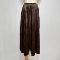 WIN HEARTプリーツベロアワイドパンツ（F）ブラウン系　光沢　イージーのサムネイル