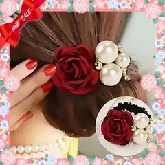 可愛い♡薔薇パール ヘアゴム