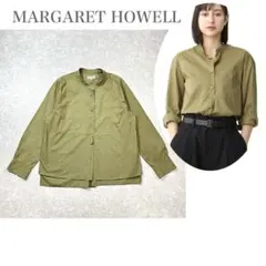 美品✨人気 MARGARET HOWELL シアーコットンビブフロントシャツ M
