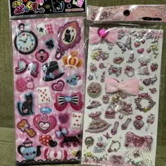 ぷくぷくシール　リボンや猫　キラキラシール