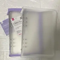 ダイソー A5サイズ 6リング内ポケット付きファイル パープル & 白 シール帳