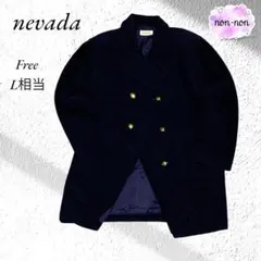 A797.ネバダ/ハーフコート【F】L相当/ネイビー/ダブル金ボボタン/アンゴラ