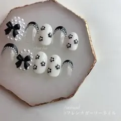 ♡新作♡ フレンチガーリー パール リボン 韓国 量産 ネイルチップ