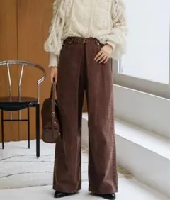 Kastane デニムタックワイドパンツ