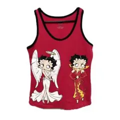 y2k 赤いキャミソール　ベティー柄星柄　punk赤いTシャッ　平成ギャル00s