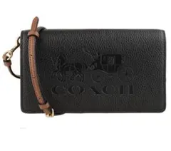 COACH ブラック ホースアンドキャリッジ 長財布　ショルダー ウォレット