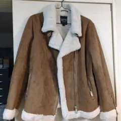 boohooMAN ボア裏地付きブラウンジャケット L