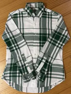 SHIPS グリーンチェック柄 長袖シャツ S
