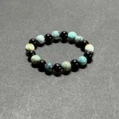 BR1219 天然石 パワーストーン ビーズリング 天然ターコイズ オニキス