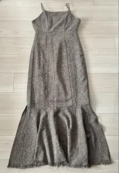 フリンジヘム ツイードマーメイド　ジャンパースカート