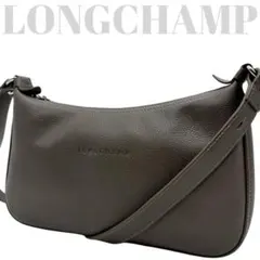 美品◎ ロンシャン 斜めがけ可 ショルダーバッグ シボ革 レザー グレージュ