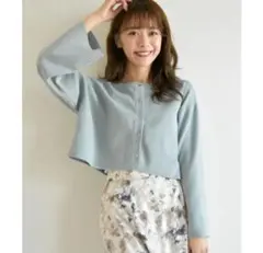 マジェスティックレゴン　2wayショートニットカーディガン　ブルーM