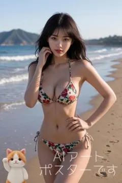 【A397】A4 AI 美女 ポスター アート グラビア 水着 ビキニ 美脚