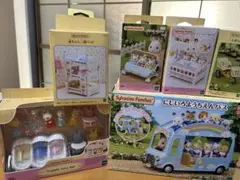 シルバニアファミリー 赤ちゃん三段ベッド ベビーカー、自転車、ようちえんバス