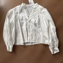 ZARA ホワイト レース装飾 長袖ブラウス M