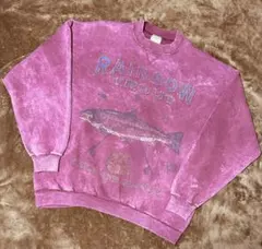 古着 80s トラウト プリント スウェット トレーナー フェード ニジマス