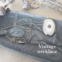 ヴィンテージ 鍵モチーフ シルバー ロケットペンダント パール ミラー 