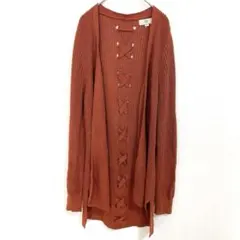 開襟衫【S】長袖針織衫 外套 棕色 橘色 素色 自然