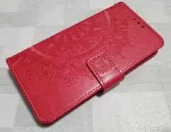 手帳型 iPhoneXR 用 スマホケース マンダラ レッド 赤色