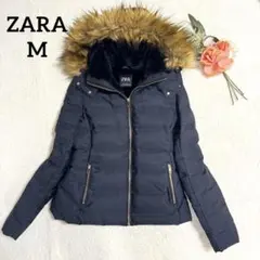 美品✨ザラ ZARA ダウンジャケット Mサイズ　3way ファー 濃紺