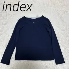 美品 index ネイビー 長袖ブラウス ビジネス フォーマル 卒業入学 M