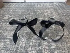 クリアガラス キャンドルホルダー 2個セット