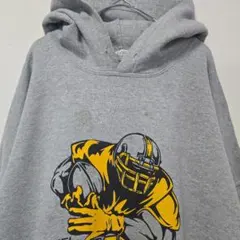 US古着 ギルダン パーカー 3XL グレー フットボール 訳アリ