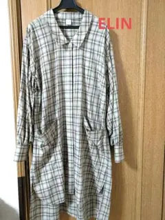 美品✨️ELIN（エリン） チェック柄 ロングシャツワンピース 羽織り可