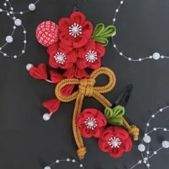 つまみ細工　髪飾り　八重　成人式　七五三　卒業式　入学式　お祝い