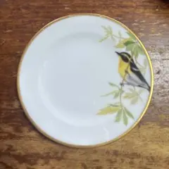 大倉陶園　野鳥シリーズ　メジロ ケーキ皿 OKURA CHINA 鳥と花の絵皿 大倉陶園 野鳥シリーズ メジロ ケーキ皿 OKURA CHINA 鳥と花の絵皿