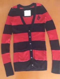 アバクロ　セーターS 赤黒ボーダー