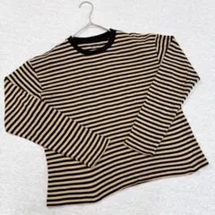 無印良品　長袖カットソー　Mサイズ　ボーダー　ブラックブラウン　スムース編み
