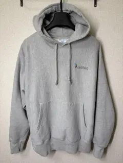 Champion リバースウィーブ グレー 企業刺繍ロゴパーカー 復刻青タグ L