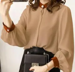 レディース　ブラウス　長袖　ベージュ　春夏