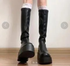 定価5980円　新品タグ付　c.u.l 厚底ウエッジソール ロングブーツ