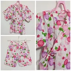 【100】ホットビスケッツ　花柄　甚平　朝顔