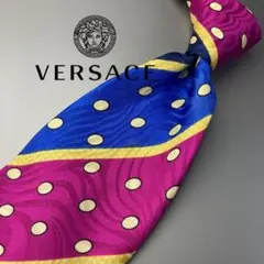 【希少】 VERSACE istante 超ド派手なブルーパープルシルクネクタイ