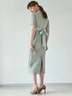 LADYジオメトリックレースドレス